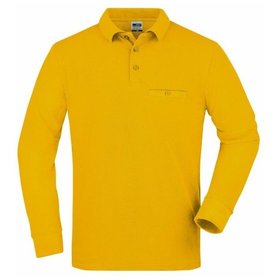 James & Nicholson - Herren Langarm Workwear Poloshirt JN866, gold-gelb, Größe XL