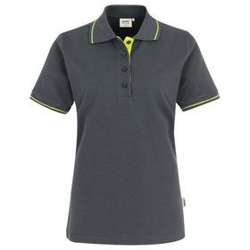 HAKRO - Damen Poloshirt Casual 203, anthrazit/kiwi, Größe XL