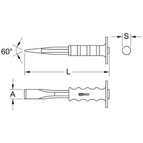 KSTOOLS® - Fugenmeißel mit Handschutzgriff, 8-kant, 250x25mm