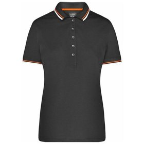 James & Nicholson - Damen coldblack® Poloshirt JN965, schwarz/weiß/orange, Größe XXL