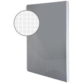 AVERY™ Zweckform - 7013 Papier-Cover Notizbuch notizio, spiralgebunden, kariert, A4, 90 g/m², 80 Blatt, hellgrau