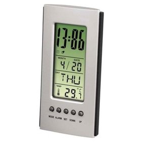 hama® - LCD-Thermometer, silber, 00186357, Temperatur, Uhrzeit, Wochentag und Datum