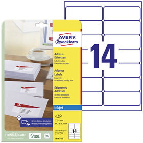 AVERY™ Zweckform - J8163-25 Adress-Etiketten, A4, 99,1 x 38,1 mm, 25 Bogen/350 Etiketten, weiß