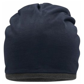 James & Nicholson - Jersey Beanie MB7131, navy-blau/carbon, Einheitsgröße