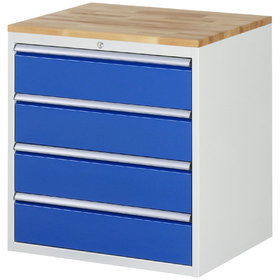 RAU. - Schrank für 7000, 770 x 650 x 825mm, 4 gleiche Schubladen, Bucheplatte