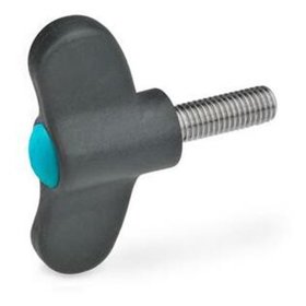 Ganter Norm® - 633.1-40-M5-16-DBL Flügelschrauben, Kunststoff, mit Edelstahl-Gewindestift