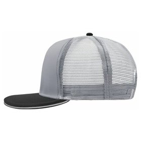 James & Nicholson - 6 Panel Sandwich Flat Cap MB6635, hellgrau/schwarz, Einheitsgröße