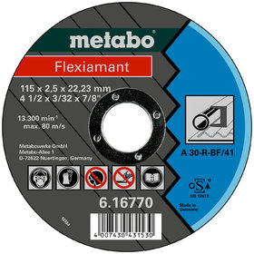 metabo® - Flexiamant 115x2,5x22,23 Stahl, Trennscheibe, gerade Ausführung (616770000)