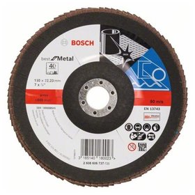 Bosch - Fächerschleifscheibe X571, Best for Metal, gewinkelt, 180mm, 40, Glasgewebe (2608606737)
