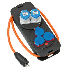 brennenstuhl® - CEE 230V Camping Stromverteiler mit Schutzkontakt-Stecker (2x CEE Steckdosen, 3x Schutzkontakt-Steckdosen, 1,5m H07RN-F 3G2,5) orange