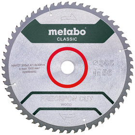 metabo® - Sägeblatt "precision cut wood - classic", 305x2,4/1,6x30 Z56 WZ 5°neg /B (628657000)