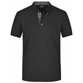 James & Nicholson - Herren Poloshirt Karo Optik JN964, schwarz/schwarz-weiß, Größe XL