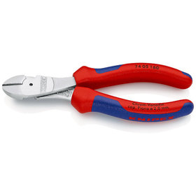 KNIPEX® - Kraft-Seitenschneider verchromt, mit Mehrkomponenten-Hüllen 160 mm 7405160