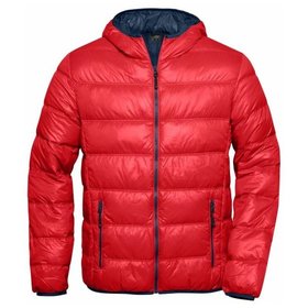 James & Nicholson - Herren Daunenjacke ultraleicht JN1060, rot/navy-blau, Größe M