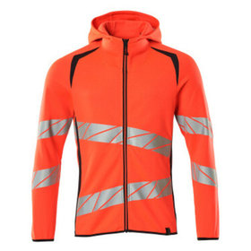 MASCOT® - Kapuzensweatshirt mit Reißverschluss - ACCELERATE SAFE - hi-vis Rot/Schwarzblau, Gr. XS