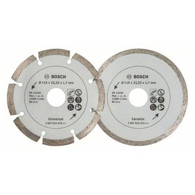 Bosch - Diamanttrennscheibe für Fliesen und Baumaterial, Durchmesser: 115mm, 2er-Pack (2607019478)