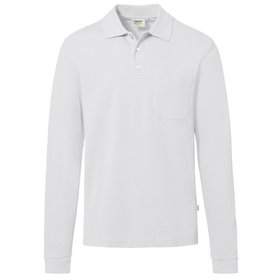 HAKRO - Longsleeve-Pocket-Poloshirt Top 809, weiß, Größe L