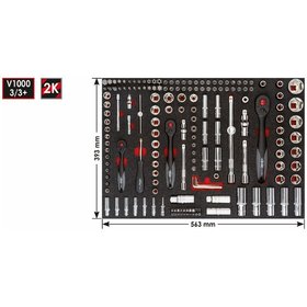 VIGOR® - Steckschlüssel-Garnitur V4188 1/2" / 3/8" / 1/4", 172-teilig in 3/3+-Einlage