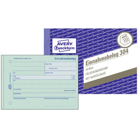 AVERY™ Zweckform - 304 Einnahmebeleg, A6 quer, grün, 50 Originale, 50 Blatt