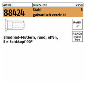 Blindnietmuttern ART 88424 Stahl gal Zn Seko M 8 / 1,5 - 4,5 S