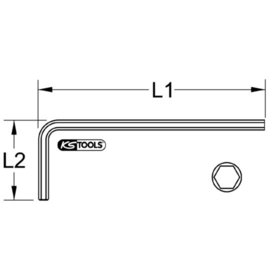 KSTOOLS® - Innensechskant-Winkelstiftschlüssel phosphatiert, lang, 1,3mm