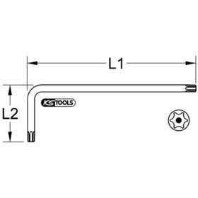 KSTOOLS® - EDELSTAHL Torx-Winkelstiftschlüssel mit Bohrung, lang, TB20