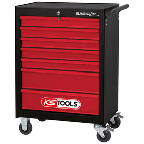 KSTOOLS® - BASICline Werkstattwagen, mit 7 Schubladen, schwarz/rot