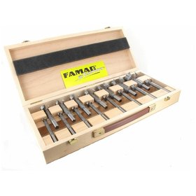 FAMAG® - 10-teiliger SUPER-Forstnerbohrersatz Classic WS mit D=10,15,18,20,22,25,26,30,35,40mm im Holzkasten