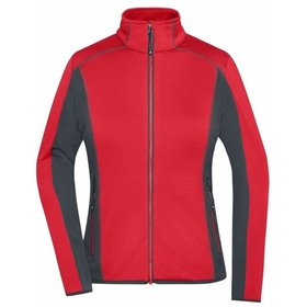 James & Nicholson - Damen Strukturfleece Jacke JN783, rot/carbon, Größe S