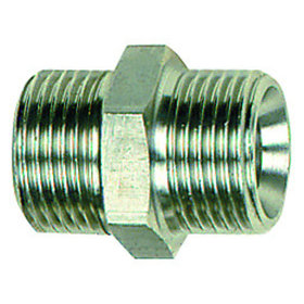 RIEGLER® - Doppelgewindenippel, G 1/4" A, G 1/4" A, SW 17, Edelstahl 1.4571