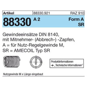 Gewindeeinsätze ART 88330 DIN 8140 A 2 Typ SR AM 4 x 4 A 2 K