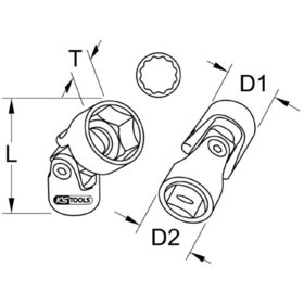 KSTOOLS® - 3/8" 12-kant-Stecknuss mit Gelenk für Getriebe, 18mm
