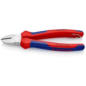 KNIPEX® - Seitenschneider verchromt, mit Mehrkomponenten-Hüllen, mit integrierter Befestigungsöse zum Anbringen einer Absturzsicherung 180 mm 7005180T