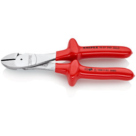 KNIPEX® - Kraft-Seitenschneider verchromt, tauchisoliert, VDE-geprüft 200 mm 7407200