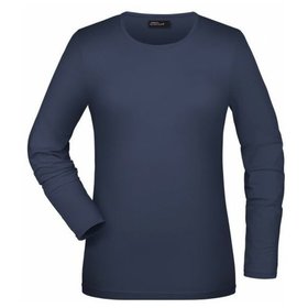 James & Nicholson - Damen Elastic Shirt Langarm JN054, navy-blau, Größe S