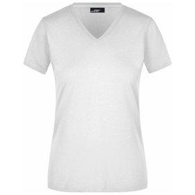 James & Nicholson - Damen V-T-Shirt JN972, weiß, Größe XXL