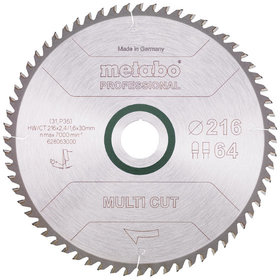 metabo® - Sägeblatt "multi cut - professional", 216x2,4/1,6x30, Z64 FZ/TZ, 10° (628063000)