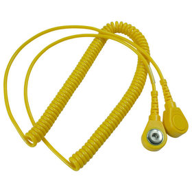 WETEC - Spiralkabel mit Druckknopf, ESD, gelb, 3/10mm, 2,4 m