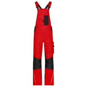 James & Nicholson - Workwear Latzhose CORDURA® JN833, rot/schwarz, Größe 42