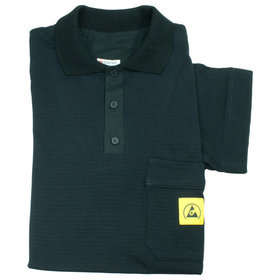 WETEC - ESD-Polo-Shirt light, mit schwarzem Kragen, Größe S, schwarz