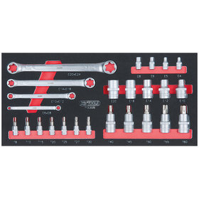 KSTOOLS® - SCS Torx E-Profil-Werkzeug-Satz, 25-teilig in 1/3 Systemeinlage