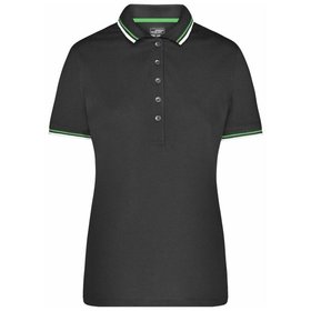 James & Nicholson - Damen coldblack® Poloshirt JN965, schwarz/weiß/lime-grün, Größe XL