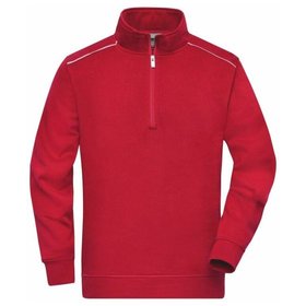 James & Nicholson - Workwear Sweatshirt Halfzip JN895, rot, Größe S