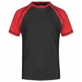 James & Nicholson - Herren Raglan T-Shirt JN010, schwarz/rot, Größe S