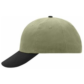 James & Nicholson - 6 Panel Cotton Cap MB6111, khaki/schwarz, Einheitsgröße