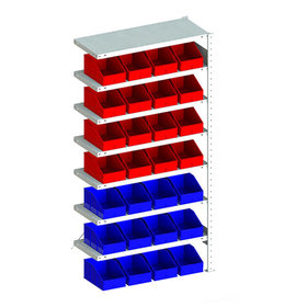 META® - S3 CLIP 100 AR 2000 x 1000 x 400mm verzinkt 7 Böden + 12 PLK 2a blau + 16 PLK 2a rot