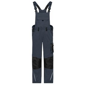 James & Nicholson - Workwear Latzhose Cordura® JN1833, carbon/schwarz, Größe 44