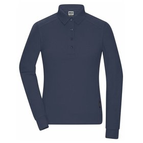 James & Nicholson - Damen Bio Workwear Langarm Poloshirt JN1841, navy-blau, Größe 3XL