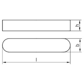 Passfeder DIN 6885 Form A o. Bohrung rundstirnig Stahl C45+C blank 6 60 x 6