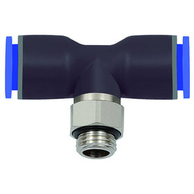 RIEGLER® - Steck-T-Einschraubverschraubung drehbar KS/MS Blaue Serie G1/4 Schlauch 4mm